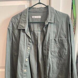 ZARA Dark Green Button Up